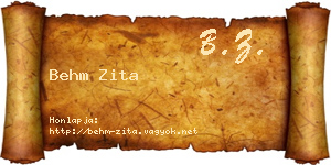 Behm Zita névjegykártya